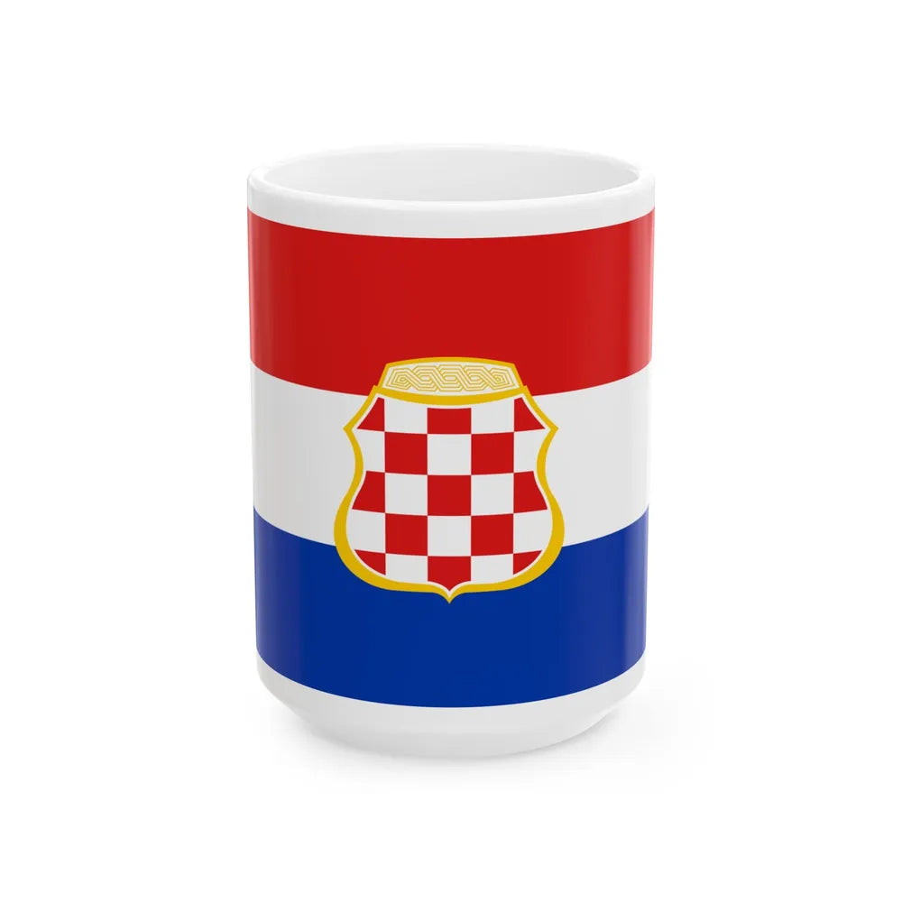 Flag of the Croatian Republic of Herzeg-Bosnia (Bosnia and Herzegovina) White Coffee Mug 15oz - Go Mug Yourself