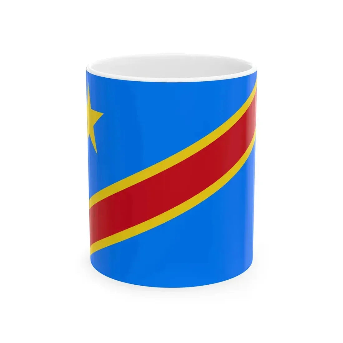 Flag of the Democratic Republic of the Congo 2-3 (Congo) White Coffee Mug 11oz - Go Mug Yourself