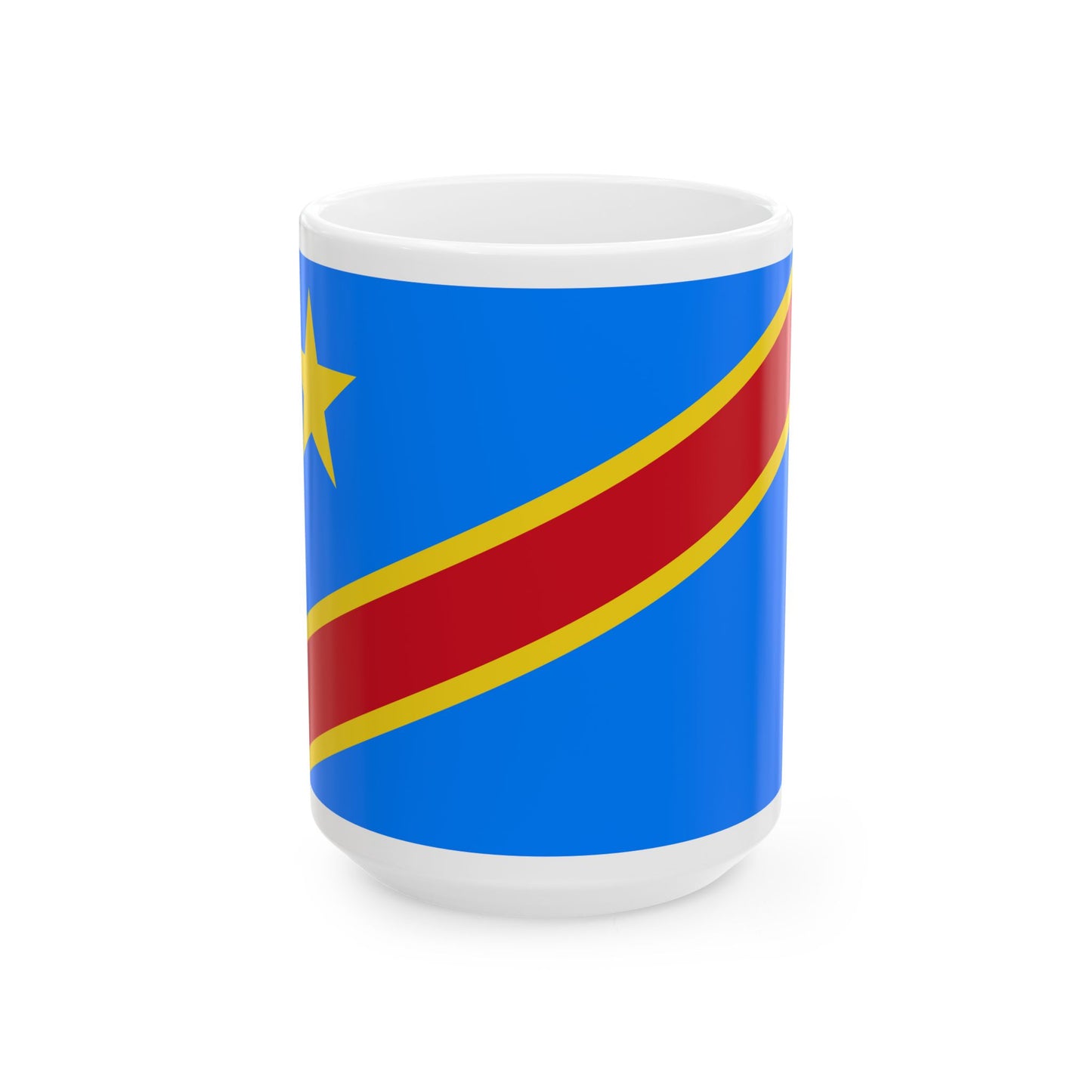 Flag of the Democratic Republic of the Congo 2-3 (Congo) White Coffee Mug-15oz-Go Mug Yourself