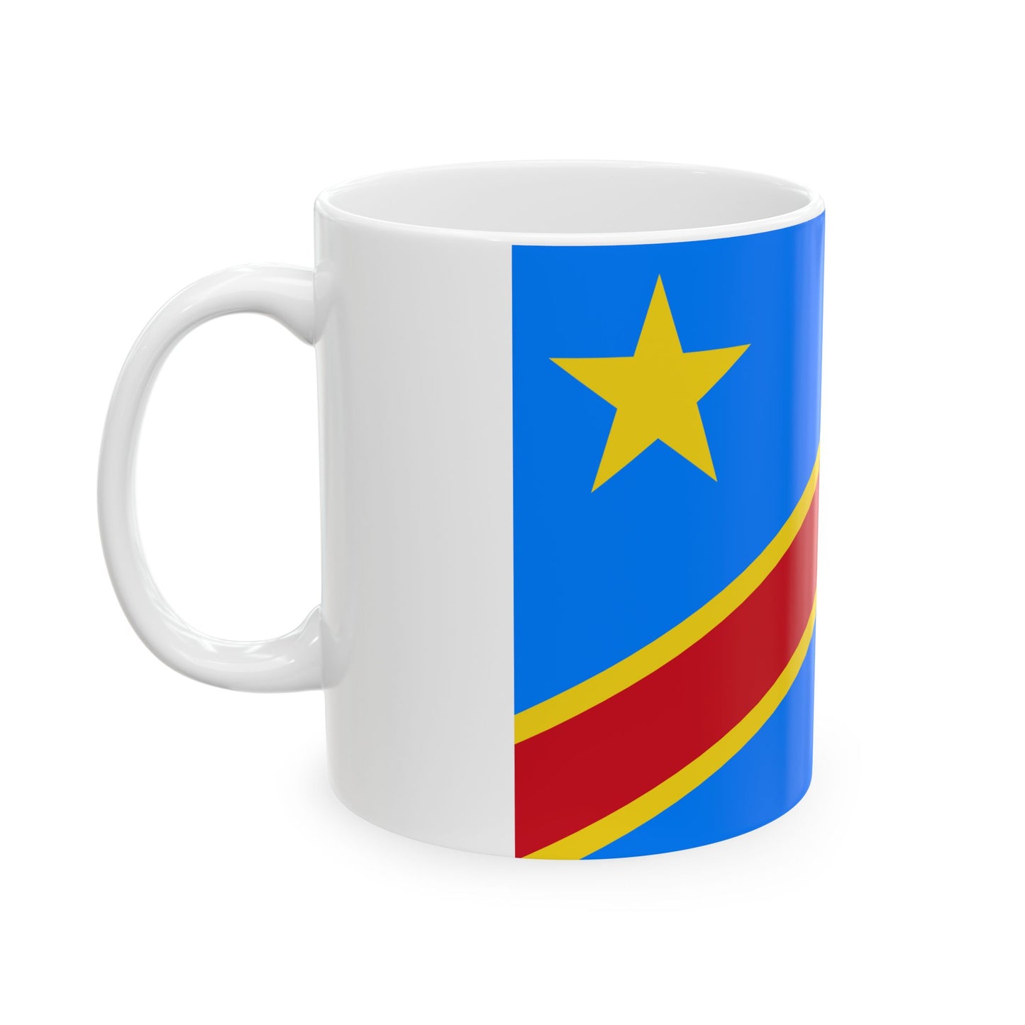 Flag of the Democratic Republic of the Congo 2-3 (Congo) White Coffee Mug-Go Mug Yourself
