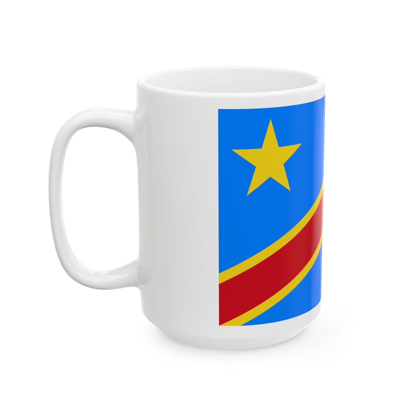 Flag of the Democratic Republic of the Congo 2-3 (Congo) White Coffee Mug-Go Mug Yourself