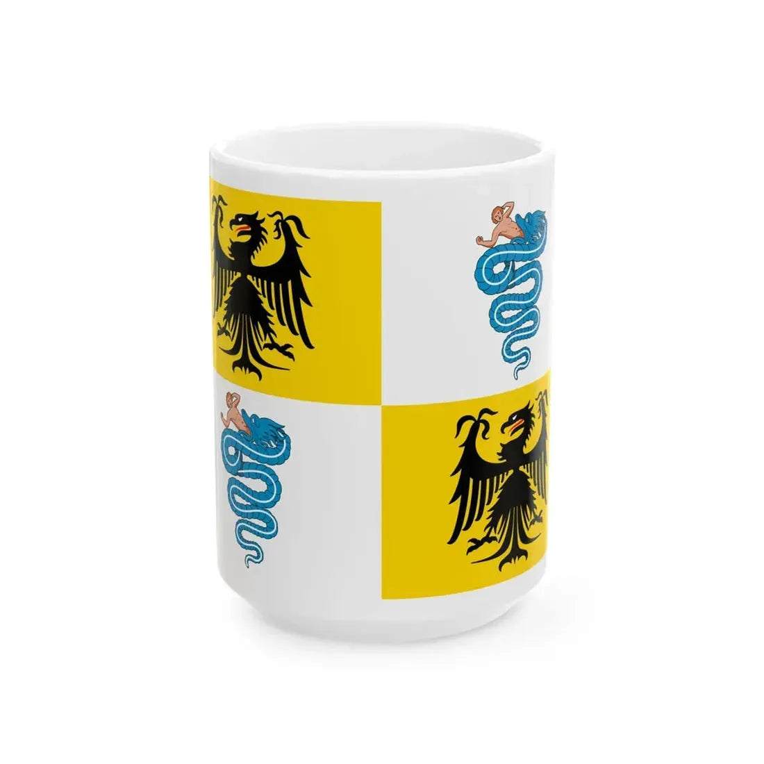 Flag of the Duchy of Milan 1450 2-3 ratio (Italy) White Coffee Mug 15oz - Go Mug Yourself