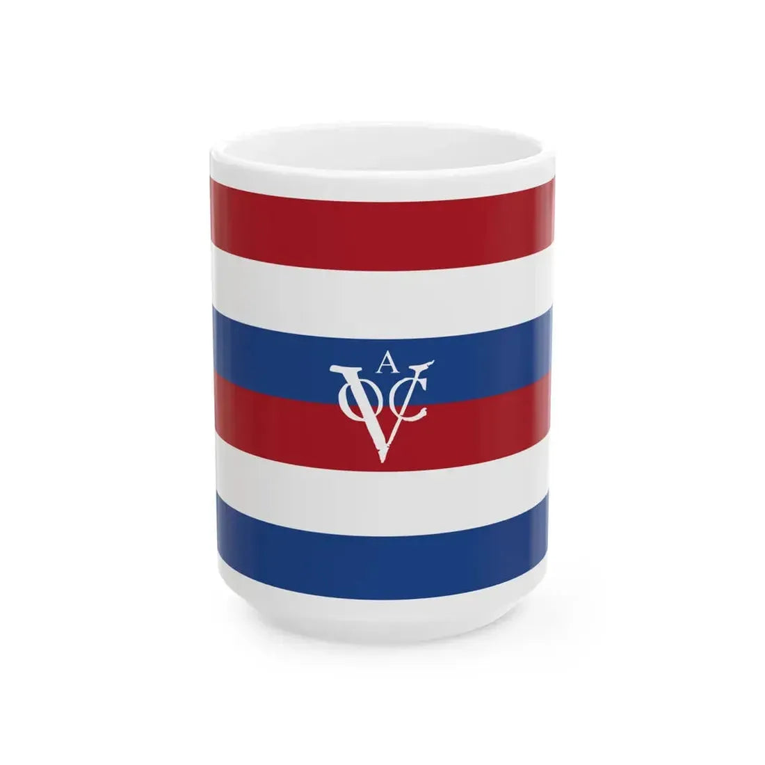 Flag of the Dutch East India Company Amsterdam Chamber - dubbele Statenvlag (Netherlands) White Coffee Mug 15oz - Go Mug Yourself