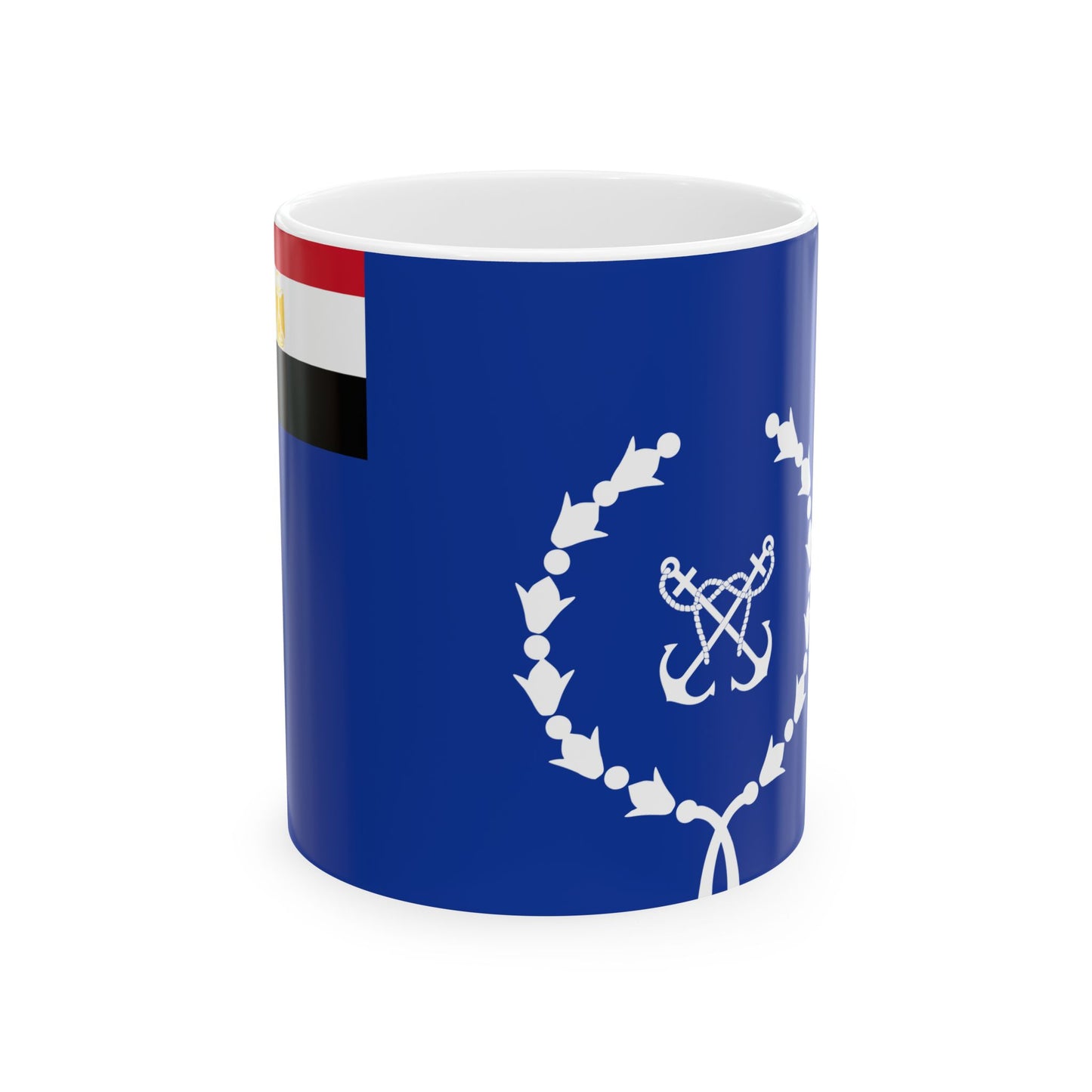 Flag of the Egyptian Navy Coat of arms variant (Egypt) White Coffee Mug-11oz-Go Mug Yourself