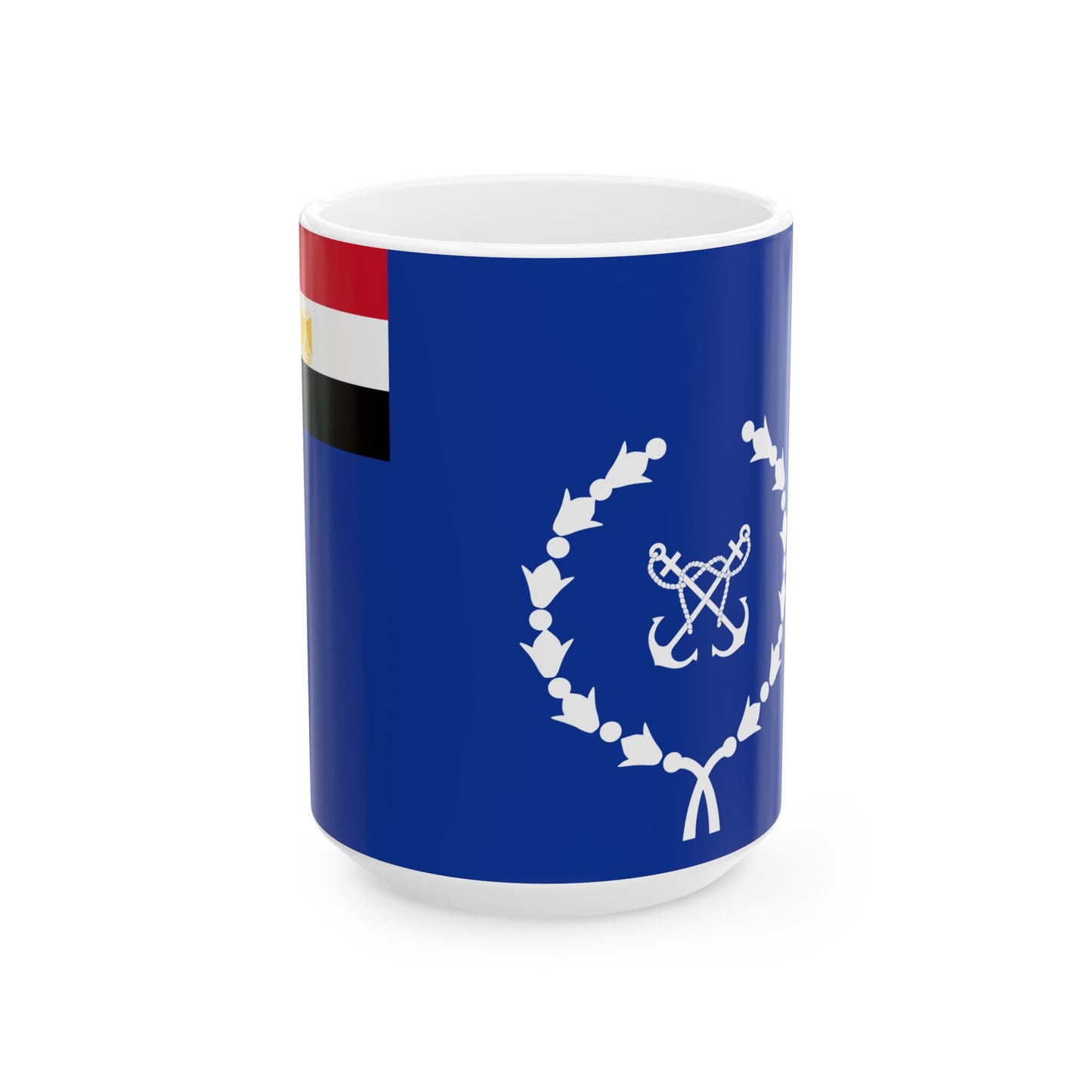 Flag of the Egyptian Navy Coat of arms variant (Egypt) White Coffee Mug-15oz-Go Mug Yourself