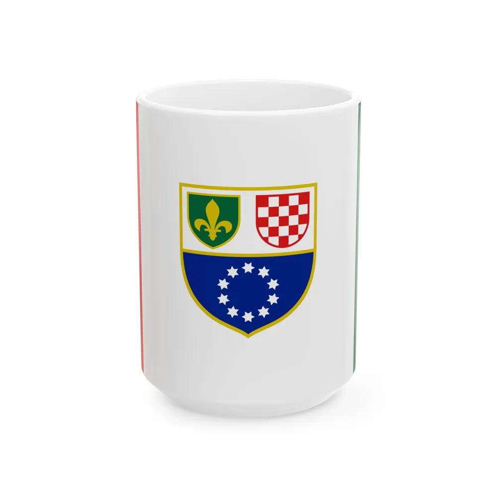 Flag of the Federation of Bosnia and Herzegovina 1996-2007 (Bosnia and Herzegovina) White Coffee Mug 15oz - Go Mug Yourself