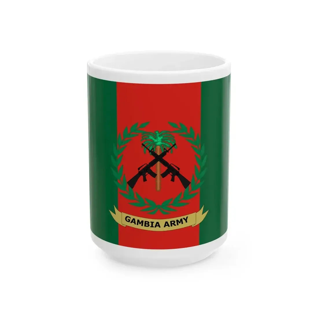 Flag of the Gambian Army (Gambia) White Coffee Mug 15oz - Go Mug Yourself