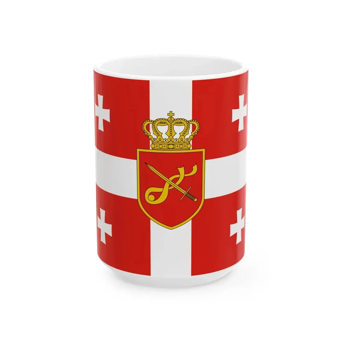Flag of the Georgian Armed Forces (Georgia) White Coffee Mug 15oz - Go Mug Yourself