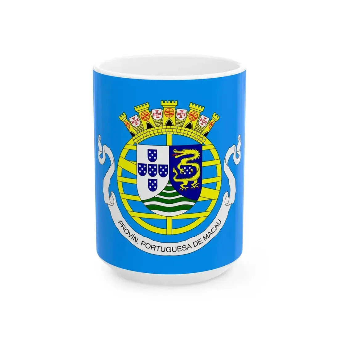Flag of the Government of Portuguese Macau 1951-1976 (China) White Coffee Mug 15oz - Go Mug Yourself