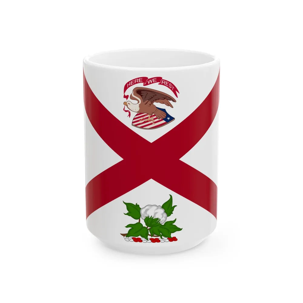 Flag of the Governor of Alabama 1868-1939 (United States) White Coffee Mug 15oz - Go Mug Yourself
