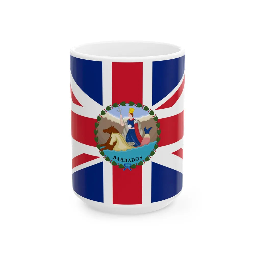 Flag of the Governor of Barbados 1870-1966 (Barbados) White Coffee Mug 15oz - Go Mug Yourself