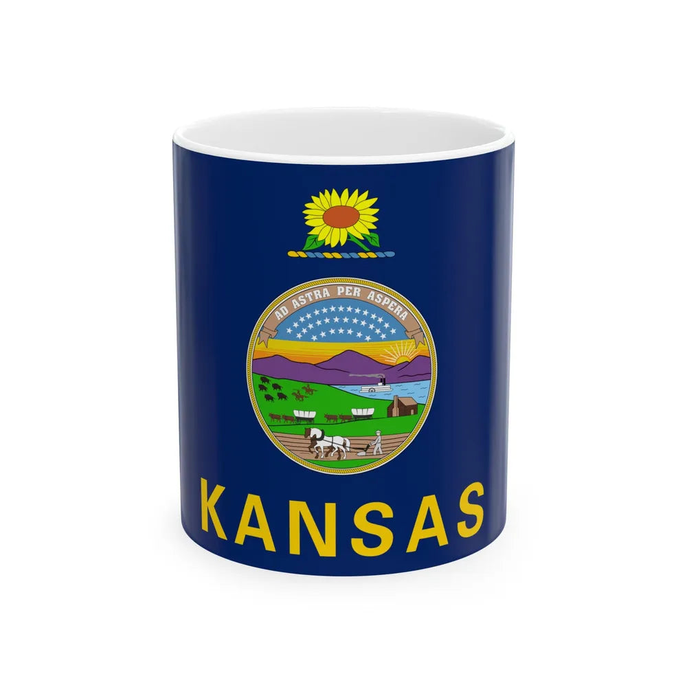 Flag of the Governor of Kansas (United States) White Coffee Mug 11oz - Go Mug Yourself