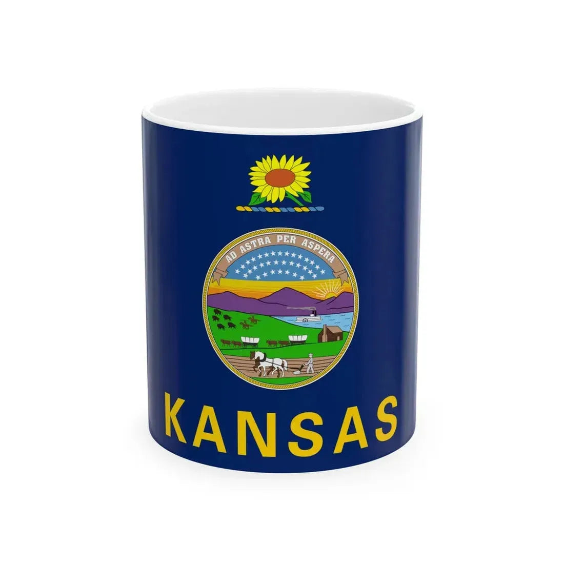 Flag of the Governor of Kansas (United States) White Coffee Mug 11oz - Go Mug Yourself