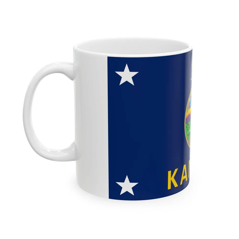 Flag of the Governor of Kansas (United States) White Coffee Mug - Go Mug Yourself