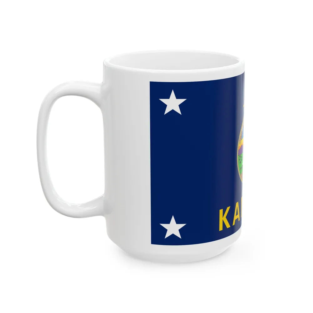 Flag of the Governor of Kansas (United States) White Coffee Mug - Go Mug Yourself