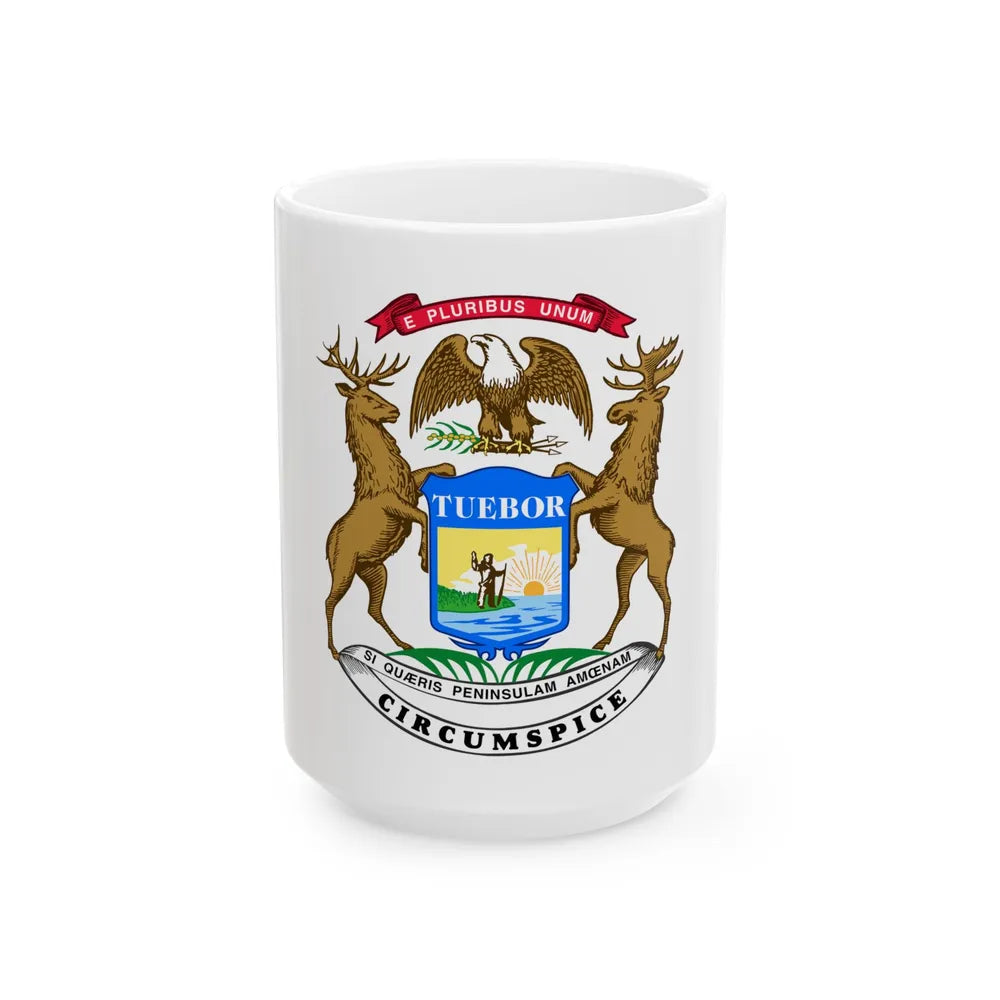 Flag of the Governor of Michigan (United States) White Coffee Mug 15oz - Go Mug Yourself