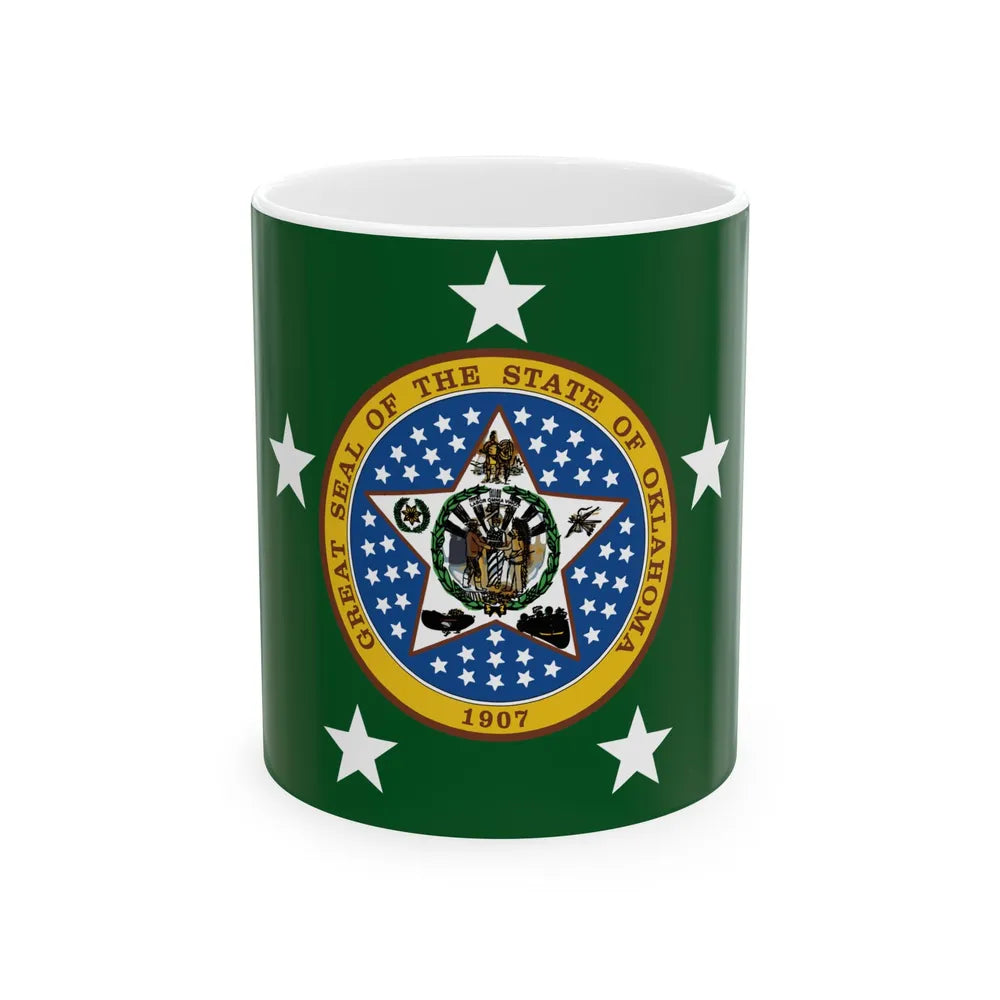 Flag of the Governor of Oklahoma (United States) White Coffee Mug 11oz - Go Mug Yourself