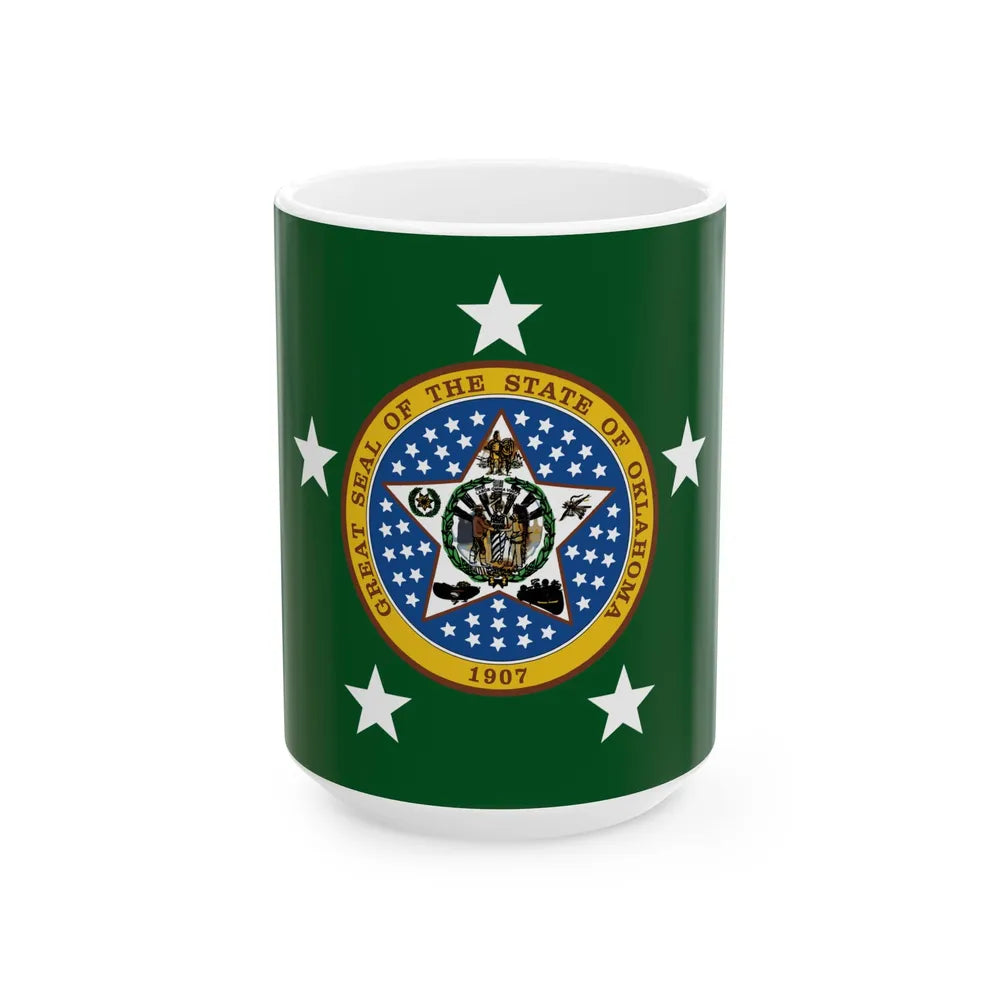 Flag of the Governor of Oklahoma (United States) White Coffee Mug 15oz - Go Mug Yourself