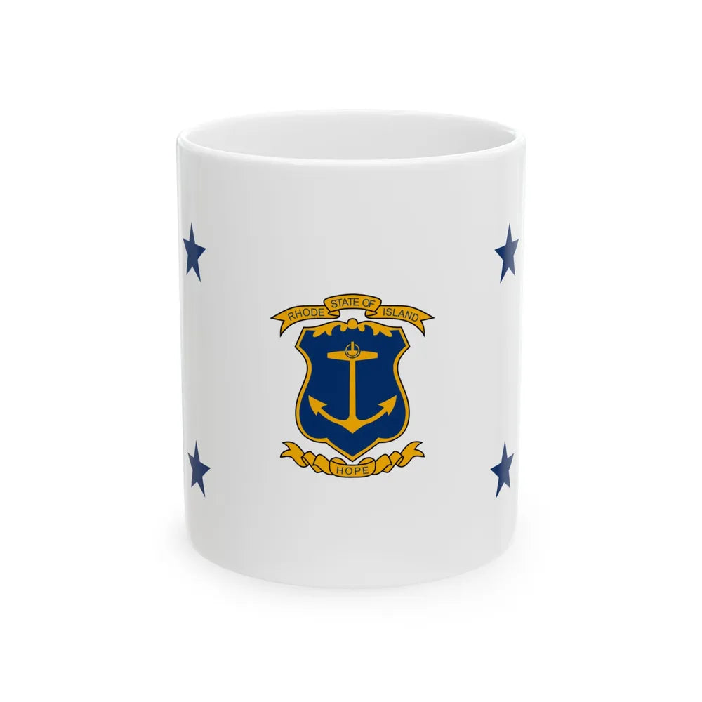 Flag of the Governor of Rhode Island (United States) White Coffee Mug 11oz - Go Mug Yourself