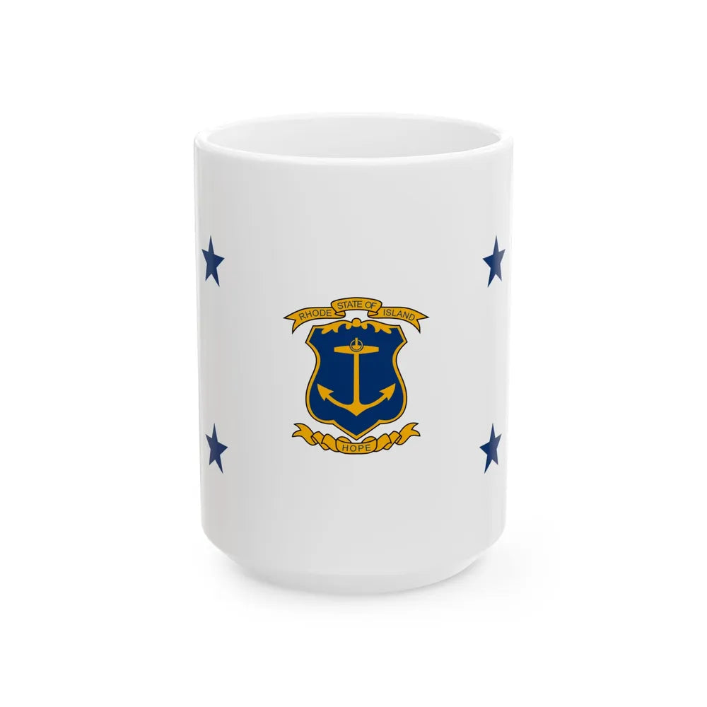 Flag of the Governor of Rhode Island (United States) White Coffee Mug 15oz - Go Mug Yourself