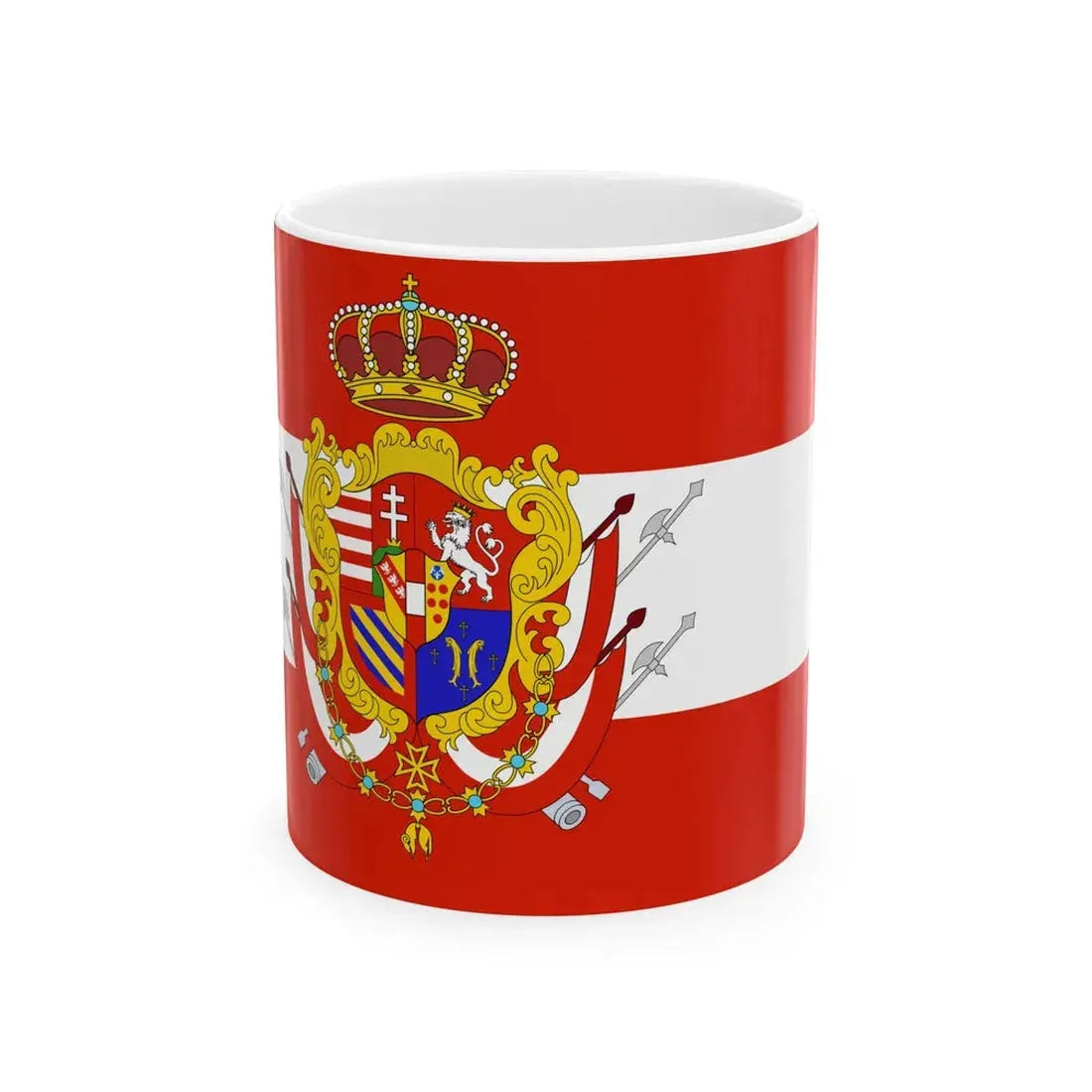 Flag of the Grand Duchy of Tuscany 1840 (Italy) White Coffee Mug 11oz - Go Mug Yourself
