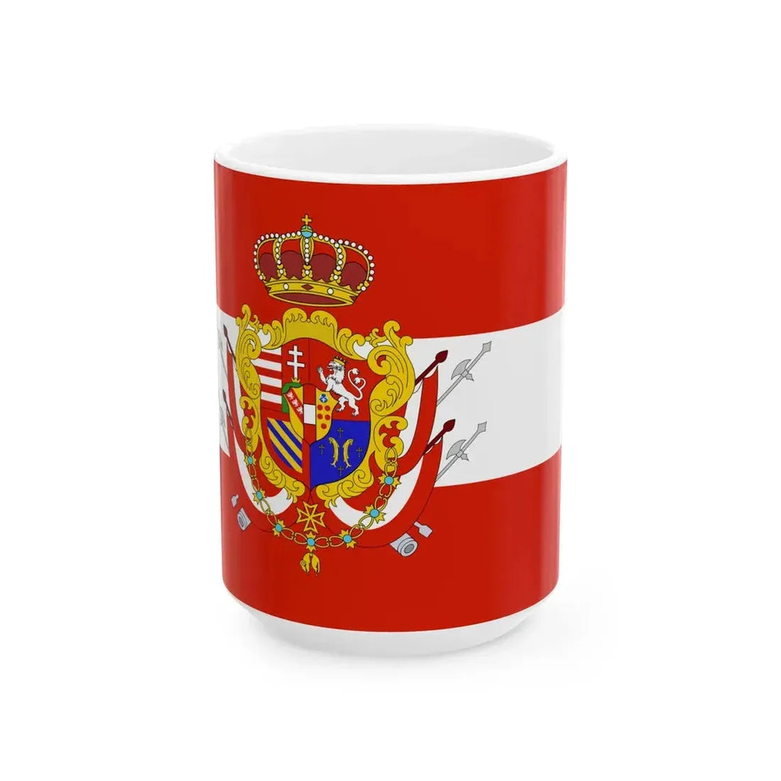 Flag of the Grand Duchy of Tuscany 1840 (Italy) White Coffee Mug 15oz - Go Mug Yourself