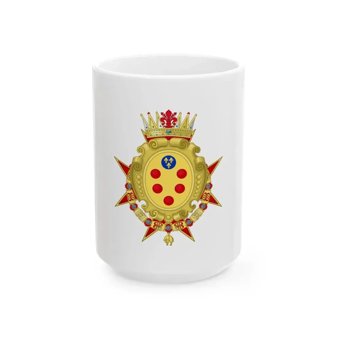 Flag of the Grand Duchy of Tuscany Medici period (Italy) White Coffee Mug 15oz - Go Mug Yourself