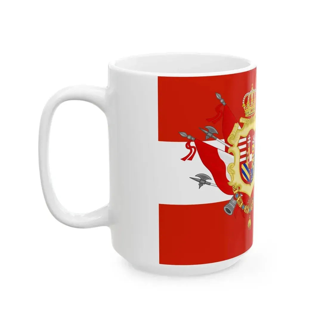 Flag of the Grand Duchy of Tuscany with Great Coat of arms (Italy) White Coffee Mug - Go Mug Yourself
