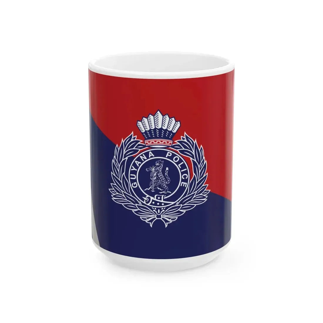 Flag of the Guyana Police Force E Division (Guyana) White Coffee Mug 15oz - Go Mug Yourself