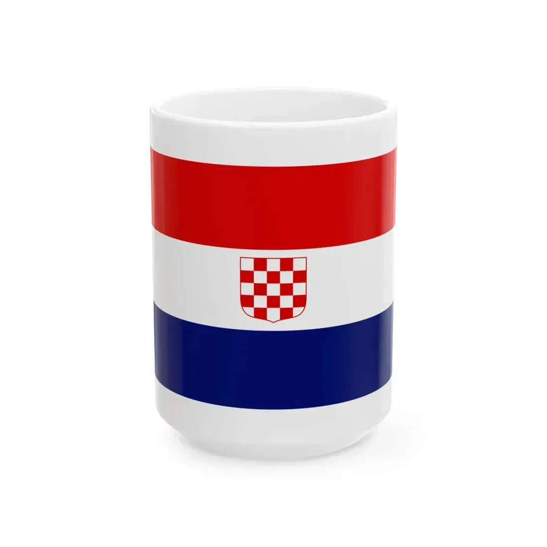 Flag of the Independent State of Croatia 2 by 5 (Croatia) White Coffee Mug 15oz - Go Mug Yourself