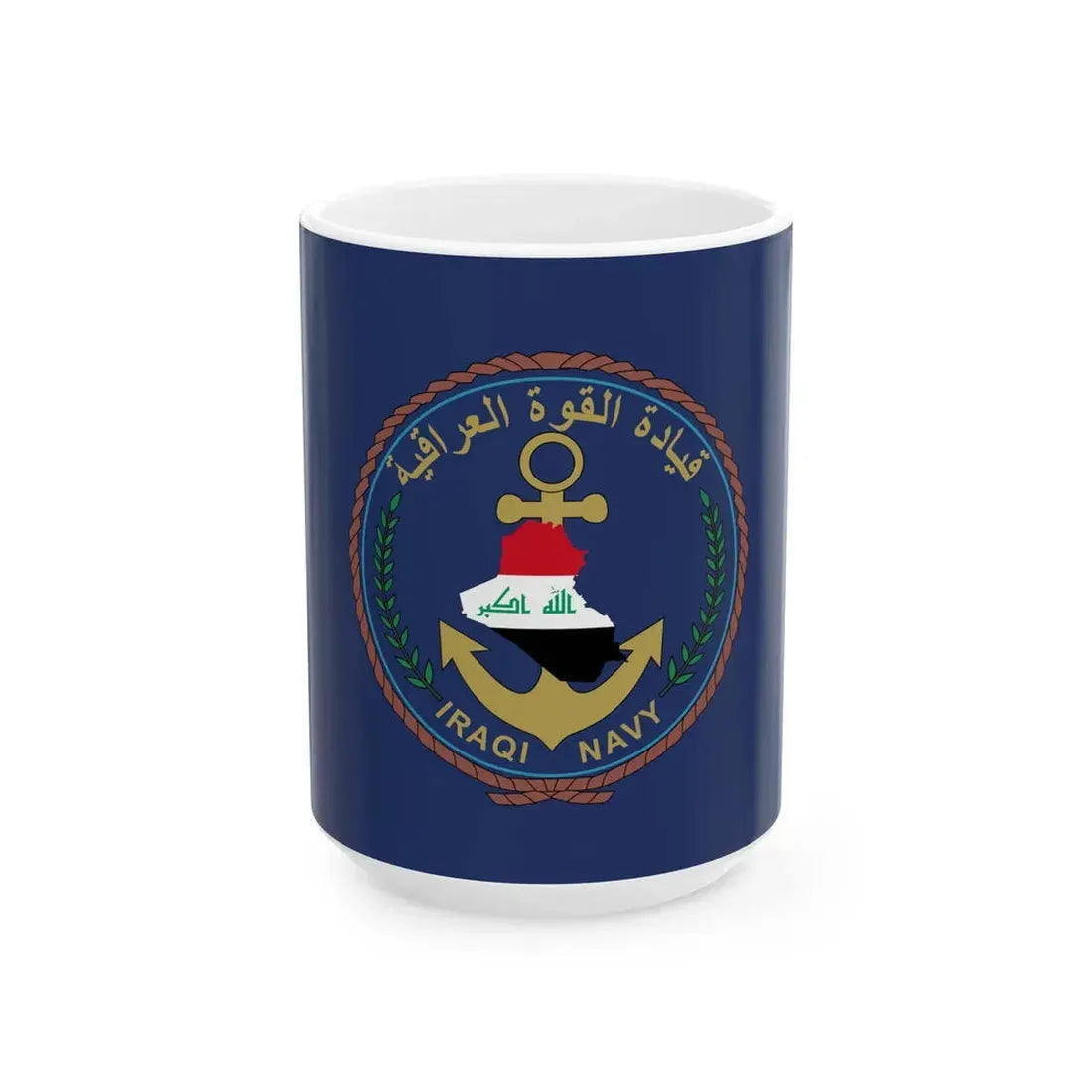Flag of the Iraqi Navy (Iraq) White Coffee Mug 15oz - Go Mug Yourself