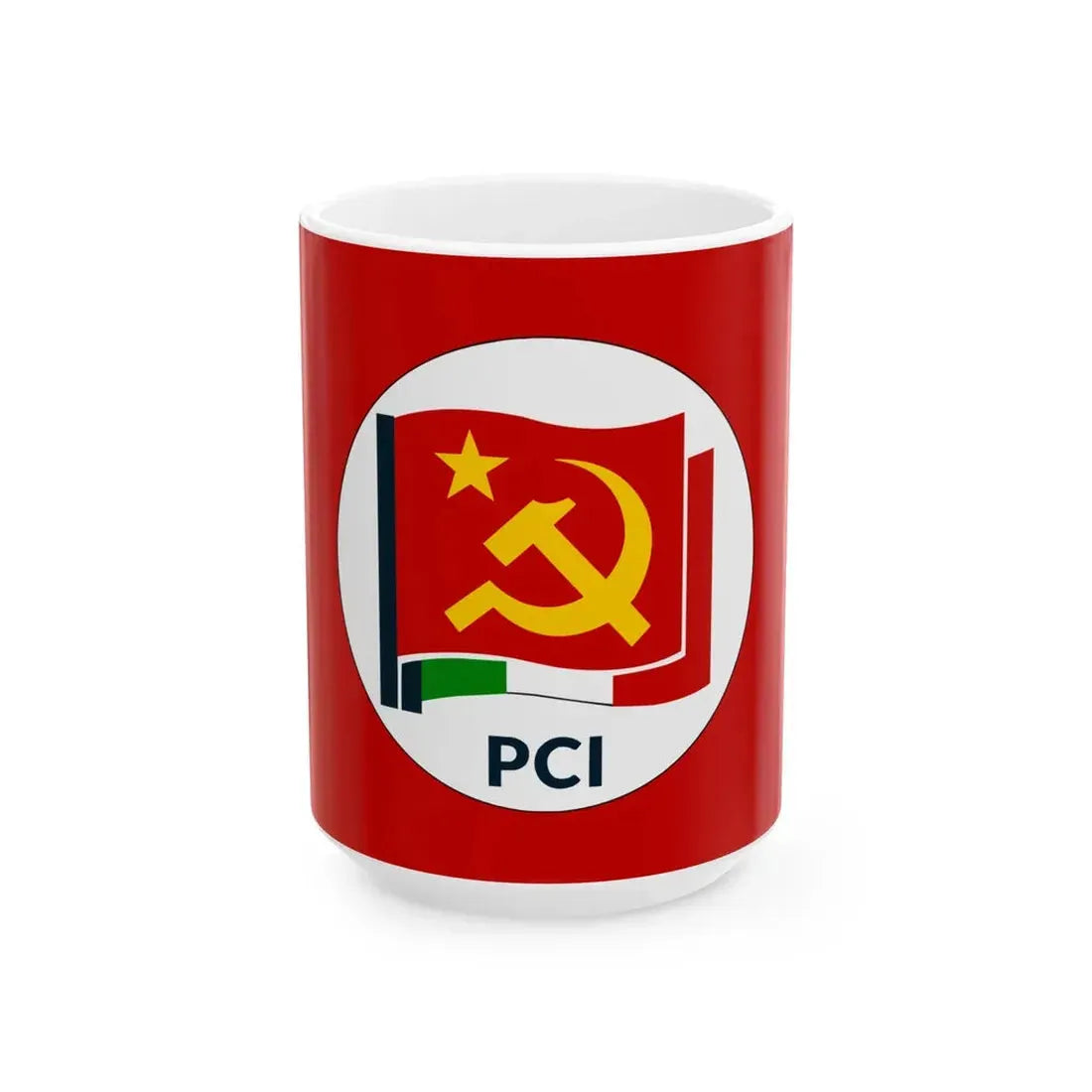 Flag of the Italian Communist Party 2016 (Italy) White Coffee Mug 15oz - Go Mug Yourself