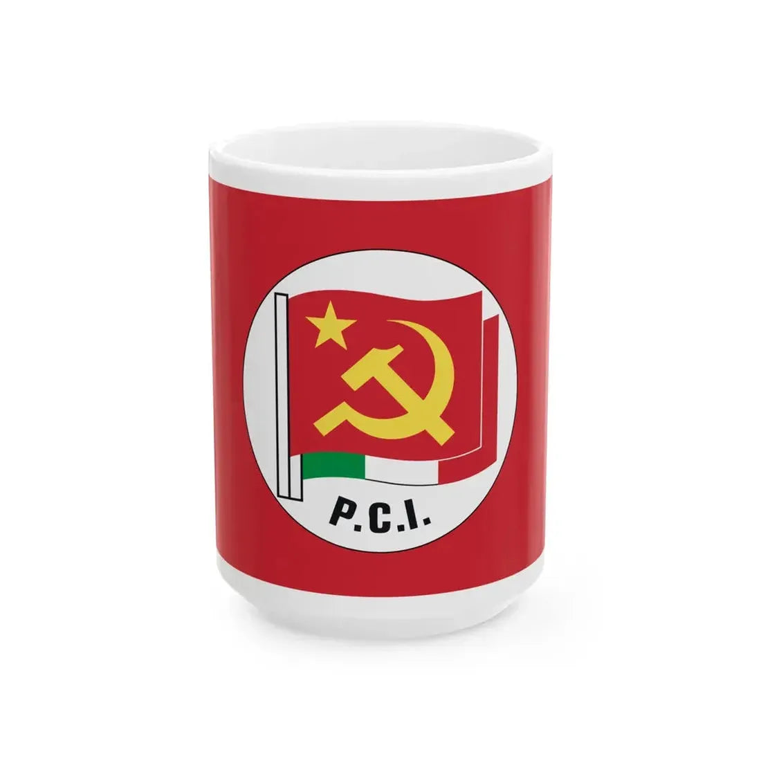 Flag of the Italian Communist Party variant (Italy) White Coffee Mug 15oz - Go Mug Yourself