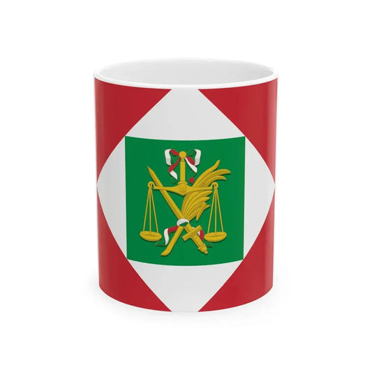 Flag of the Italian Republic Napoleonic with coat of arms (Italy) White Coffee Mug 11oz - Go Mug Yourself