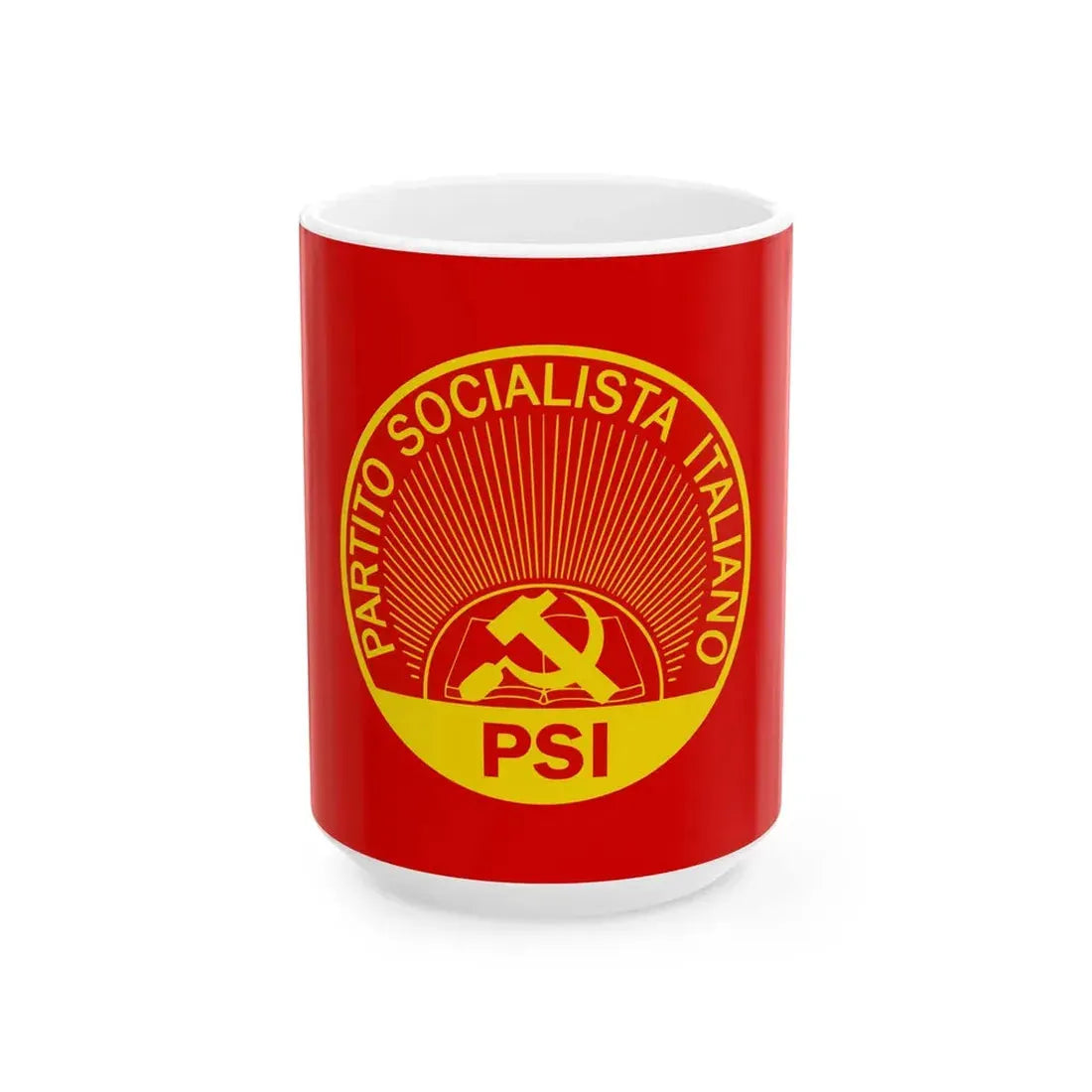 Flag of the Italian Socialist Party 1971-1978 (Italy) White Coffee Mug 15oz - Go Mug Yourself