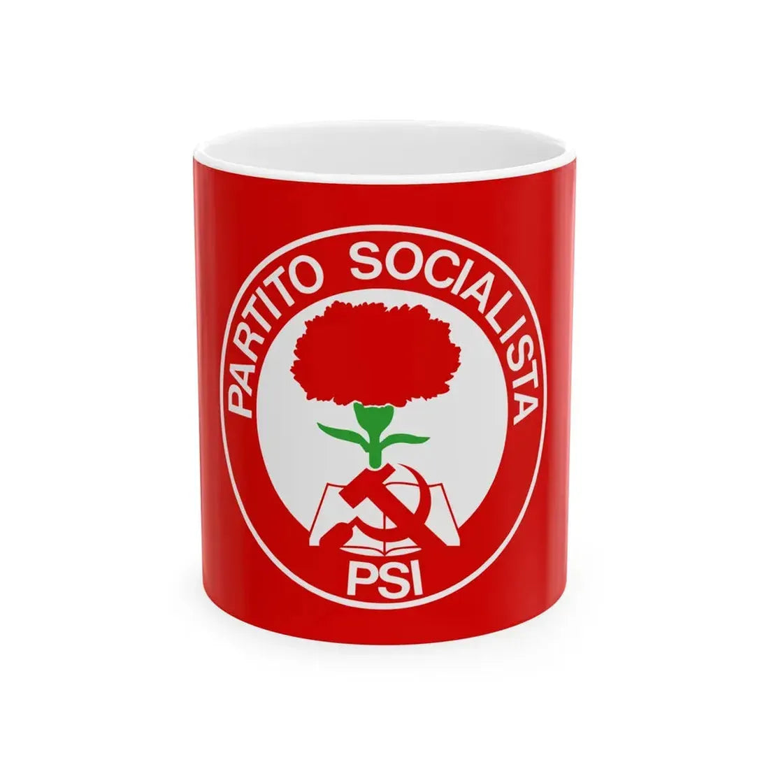 Flag of the Italian Socialist Party 1978-1987 (Italy) White Coffee Mug 11oz - Go Mug Yourself