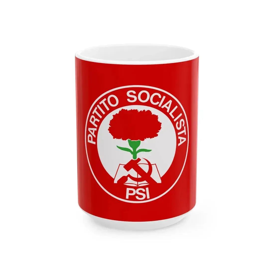 Flag of the Italian Socialist Party 1978-1987 (Italy) White Coffee Mug 15oz - Go Mug Yourself