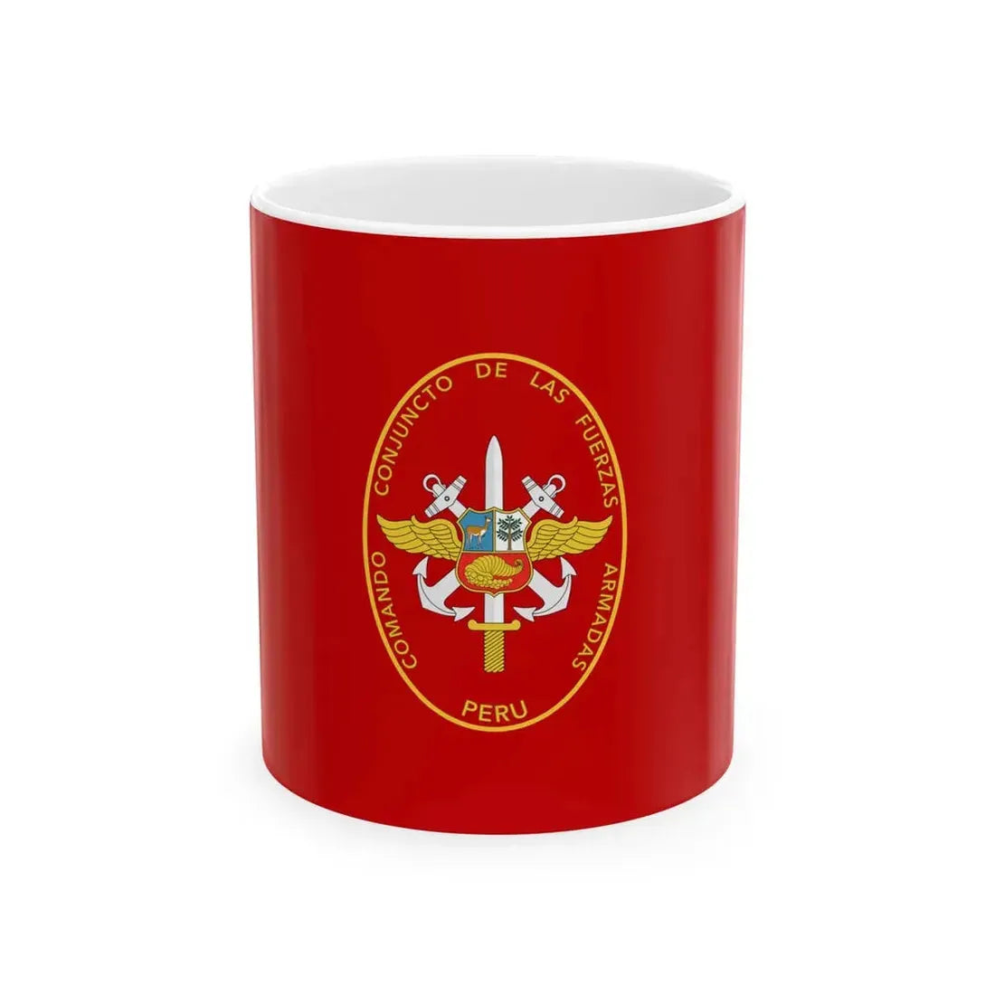 Flag of the Joint Command of the Armed Forces of Peru (Peru) White Coffee Mug 11oz - Go Mug Yourself