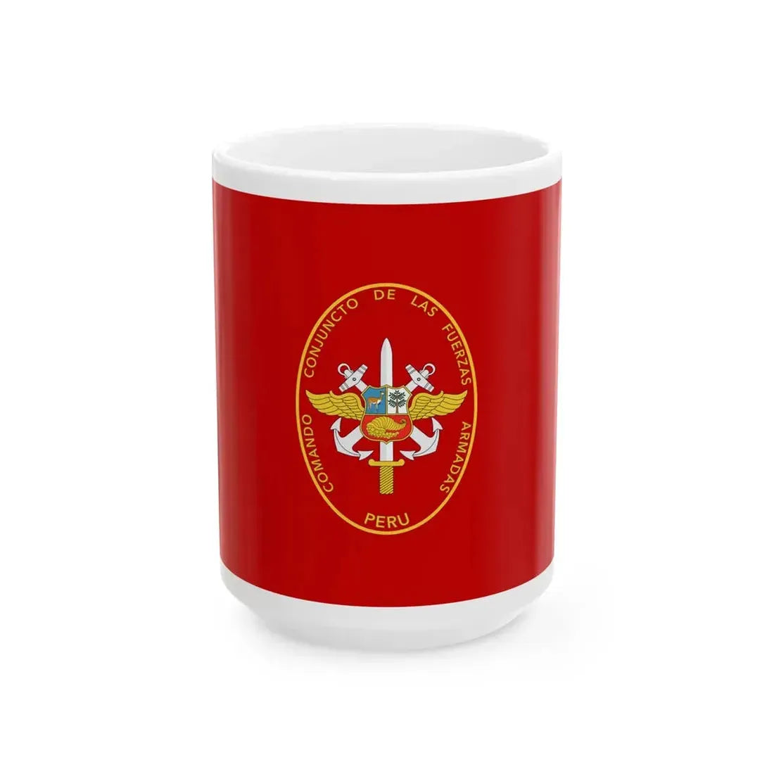 Flag of the Joint Command of the Armed Forces of Peru (Peru) White Coffee Mug 15oz - Go Mug Yourself