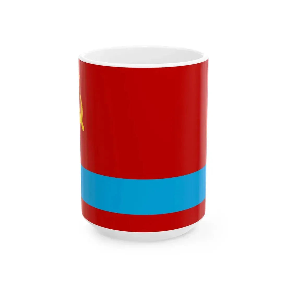 Flag of the Kazakh Soviet Socialist Republic 1953-1991 Flag of Kazakhstan 19911992 2-3 (Kazakhstan) White Coffee Mug 15oz - Go Mug Yourself