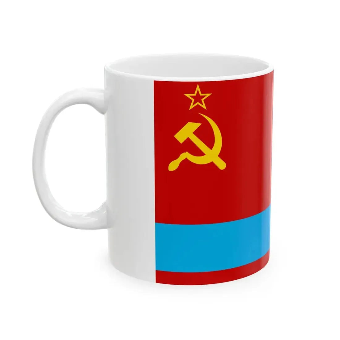 Flag of the Kazakh Soviet Socialist Republic 1953-1991 Flag of Kazakhstan 19911992 2-3 (Kazakhstan) White Coffee Mug - Go Mug Yourself