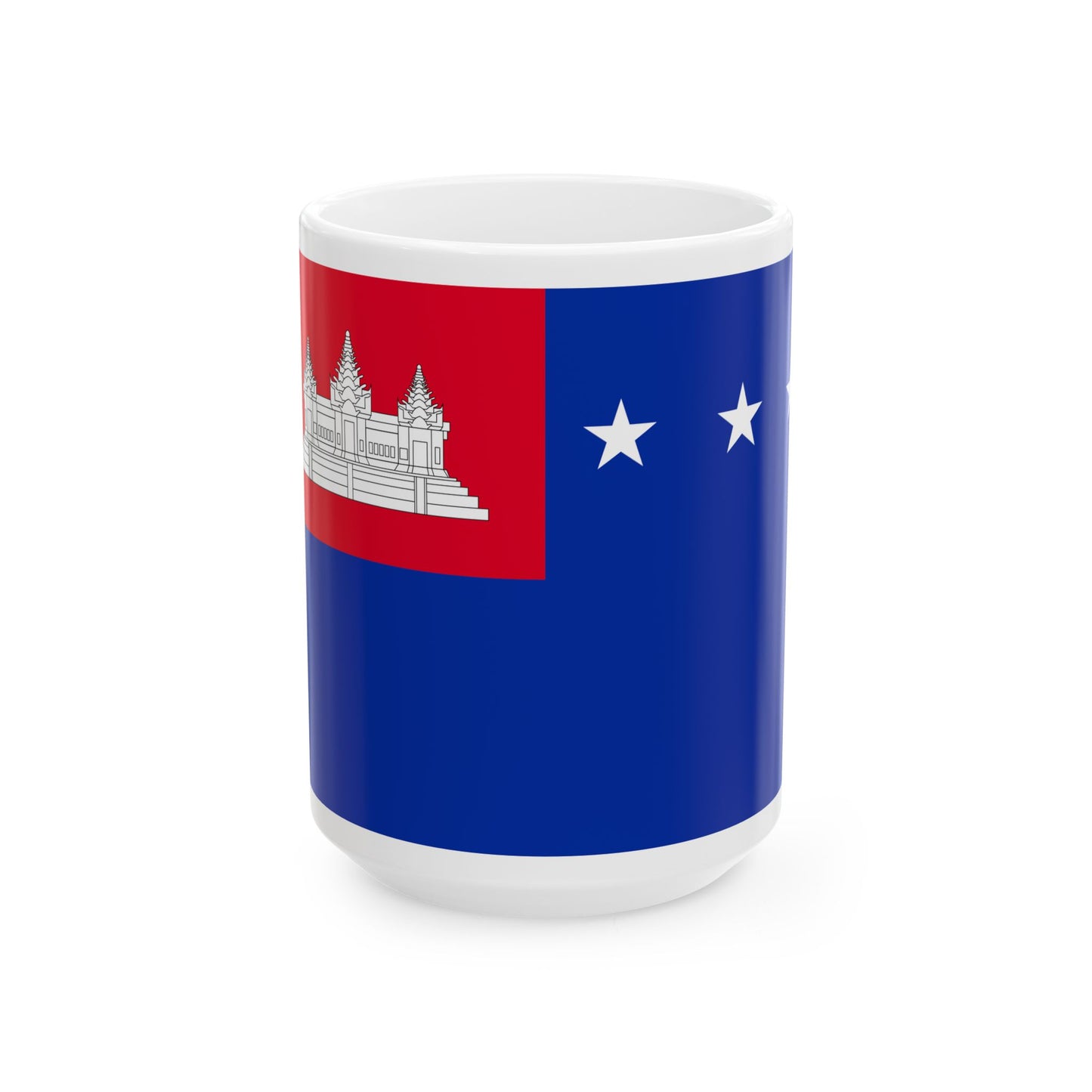 Flag of the Khmer Republic type 3 (Cambodia) White Coffee Mug-15oz-Go Mug Yourself