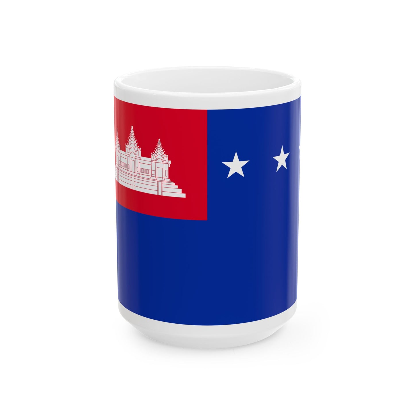Flag of the Khmer Republic type 4 (Cambodia) White Coffee Mug-15oz-Go Mug Yourself