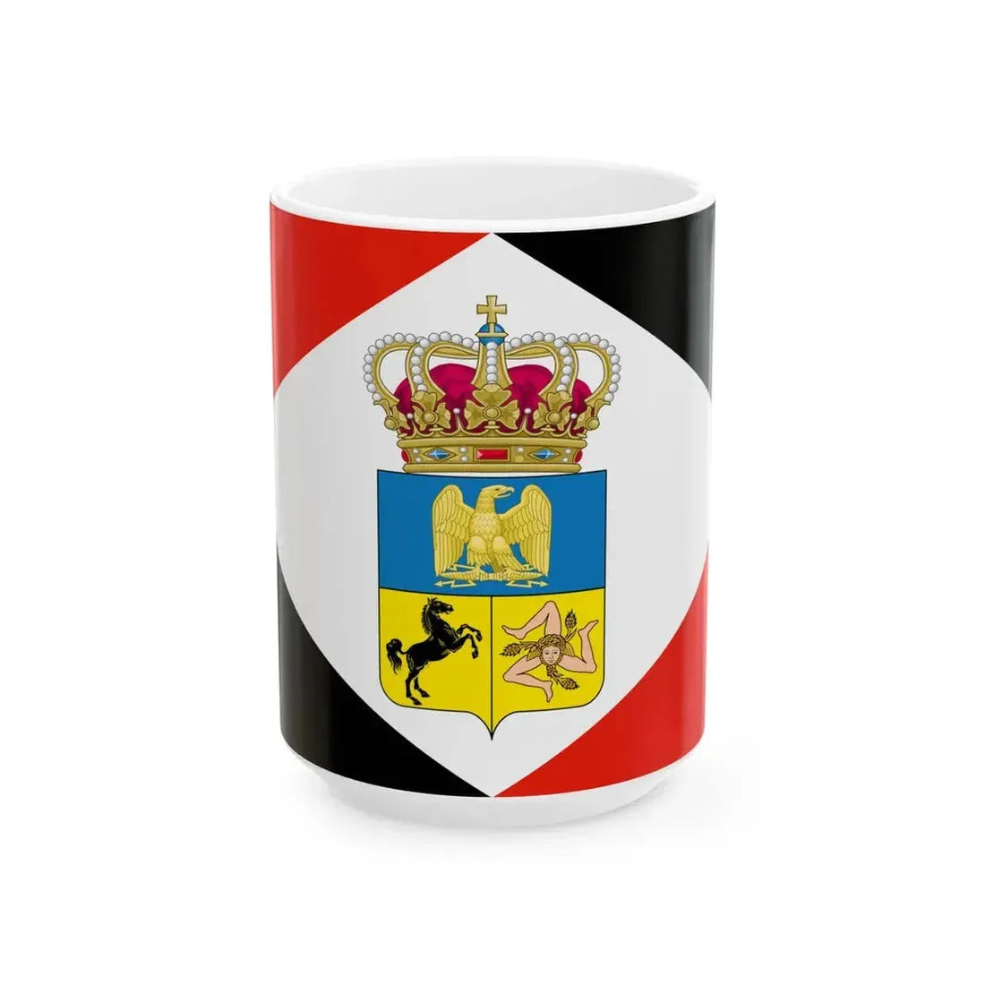 Flag of the Kingdom of Naples 1808 - type 2 (Italy) White Coffee Mug 15oz - Go Mug Yourself