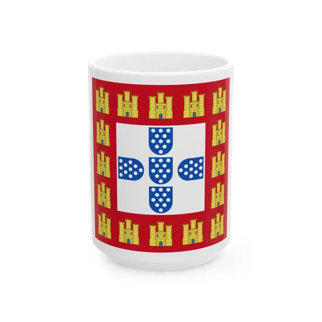 Flag of the Kingdom of Portugal 1248-1385 (Portugal) White Coffee Mug 15oz - Go Mug Yourself