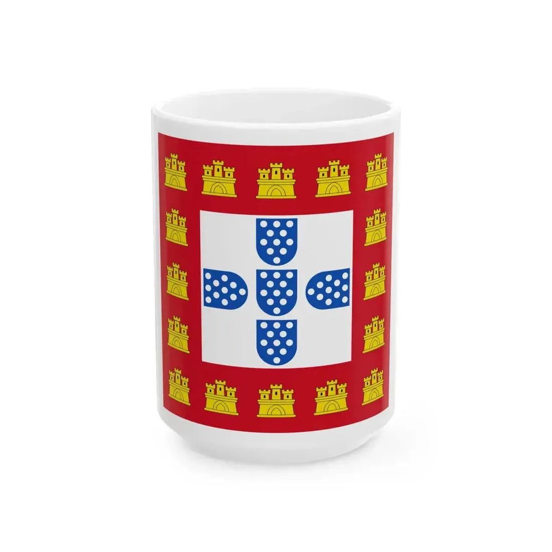 Flag of the Kingdom of Portugal 1248-1385 type 2 (Portugal) White Coffee Mug 15oz - Go Mug Yourself