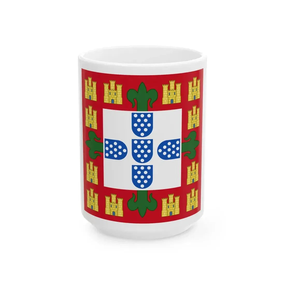 Flag of the Kingdom of Portugal 1385-1485 (Portugal) White Coffee Mug 15oz - Go Mug Yourself