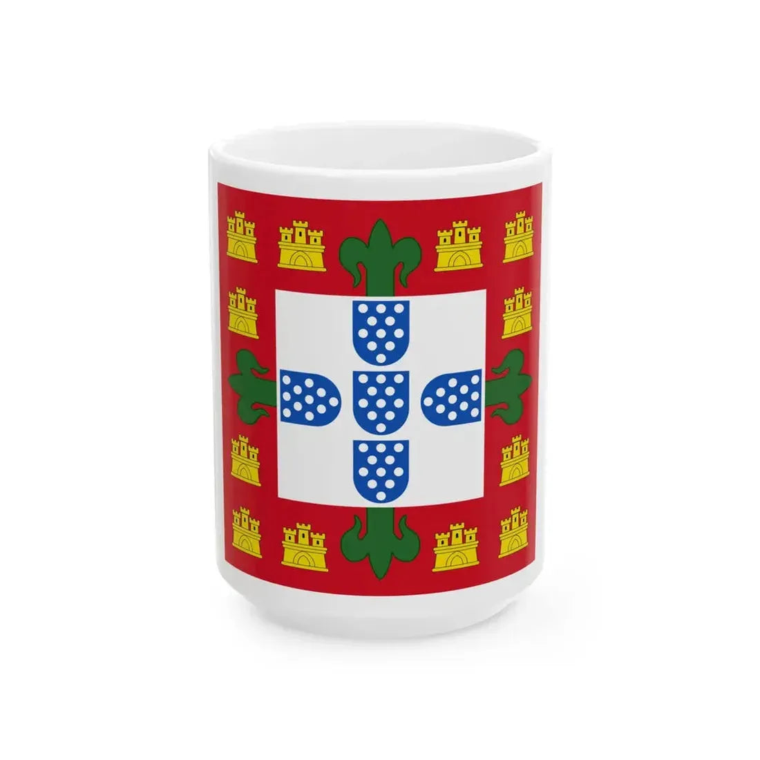 Flag of the Kingdom of Portugal 1385-1485 type 2 (Portugal) White Coffee Mug 15oz - Go Mug Yourself