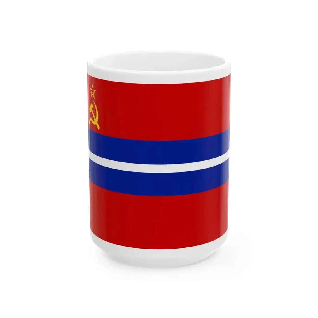Flag of the Kirghiz Soviet Socialist Republic 1952-1991 Flag of Kyrgyzstan 19911992 2-3 (Kyrgyzstan) White Coffee Mug 15oz - Go Mug Yourself