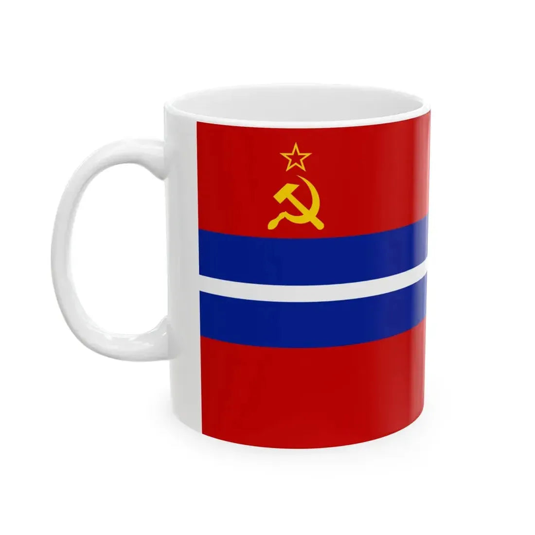 Flag of the Kirghiz Soviet Socialist Republic 1952-1991 Flag of Kyrgyzstan 19911992 (Kyrgyzstan) White Coffee Mug - Go Mug Yourself